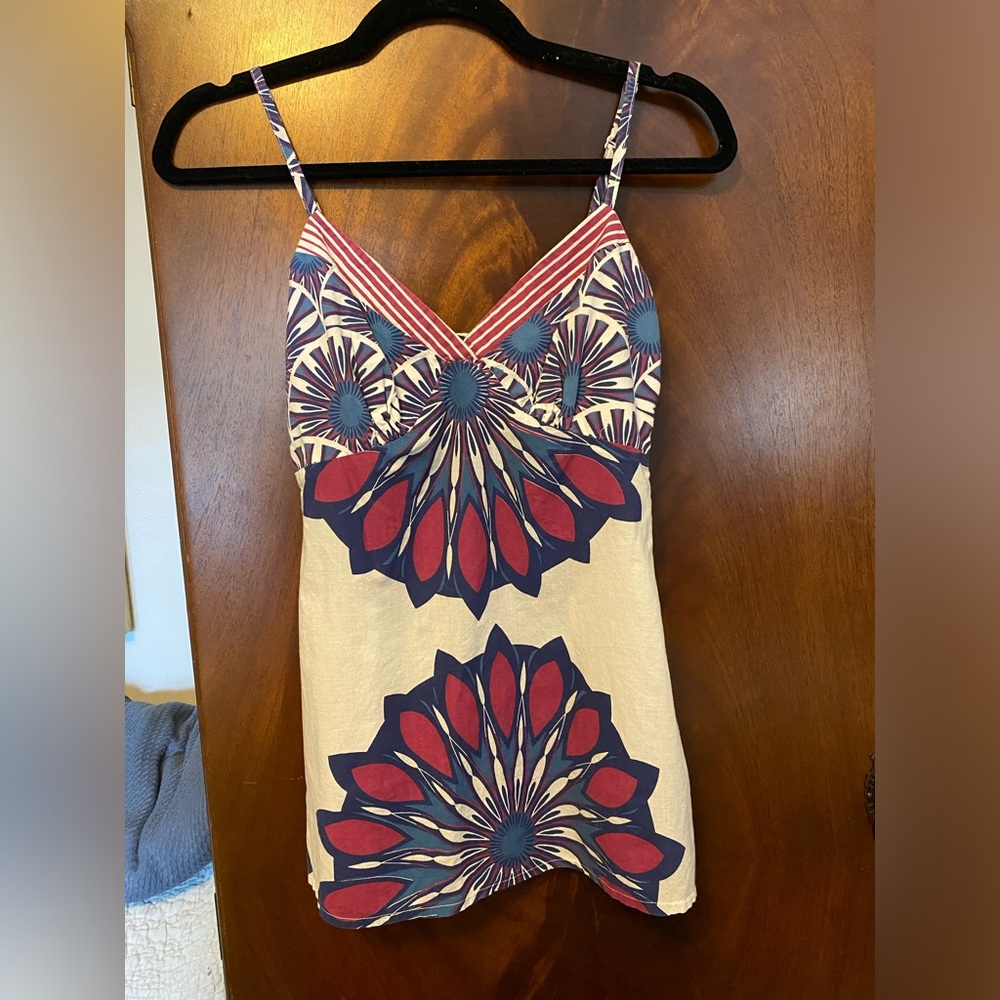 Small Spaghetti Strap Babydoll Top White Blue and Wine